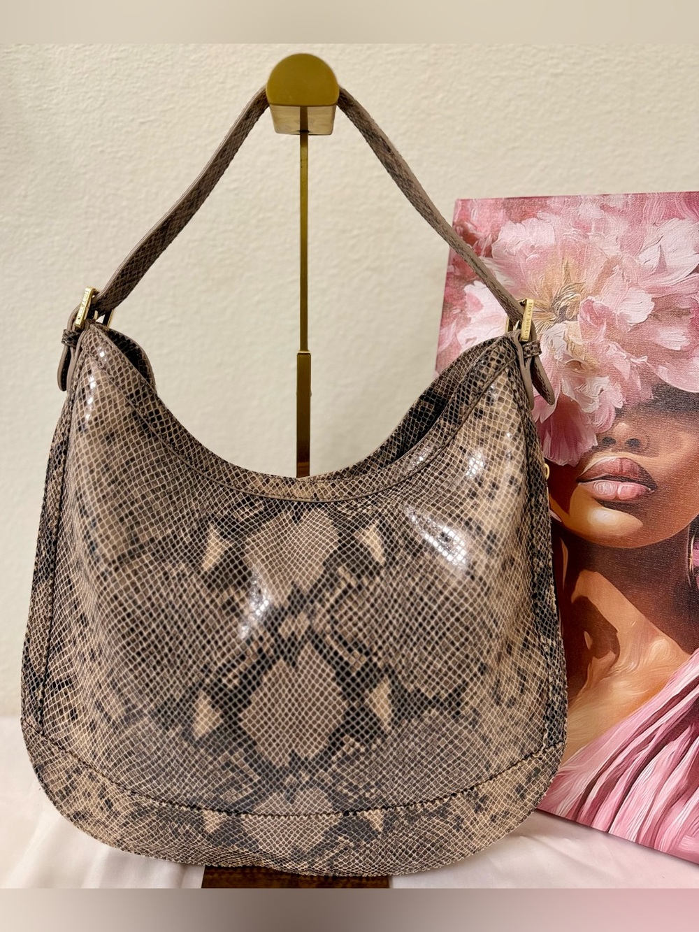NWOT - Tory Burch Snake-Print Hobo Shoulder Bag - Picture 4 of 9